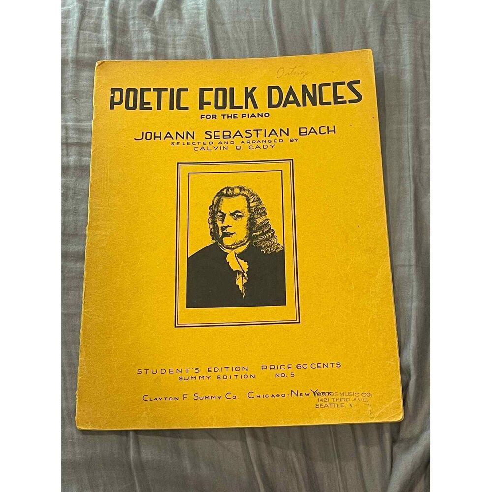 Antique 1904 sheet music book Poestic Filk Dances Johann Sebastian Bach